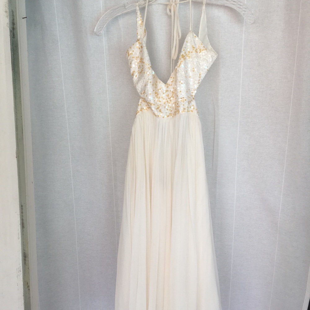 BCBG white sequin cocktail dress